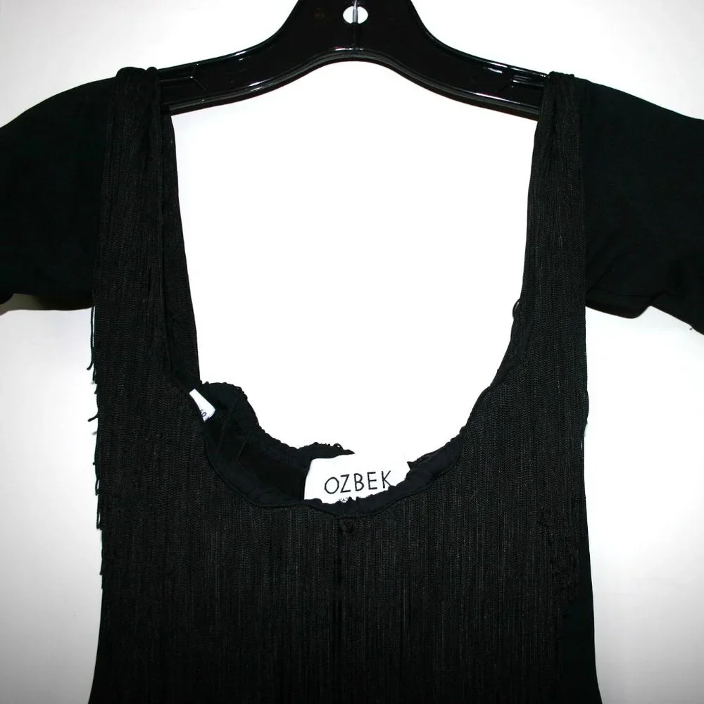 OZBEK Black Fringe Cocktail/Party Dress Made in Italy Size 6 Vintage Worn Once - Picture 6 of 12